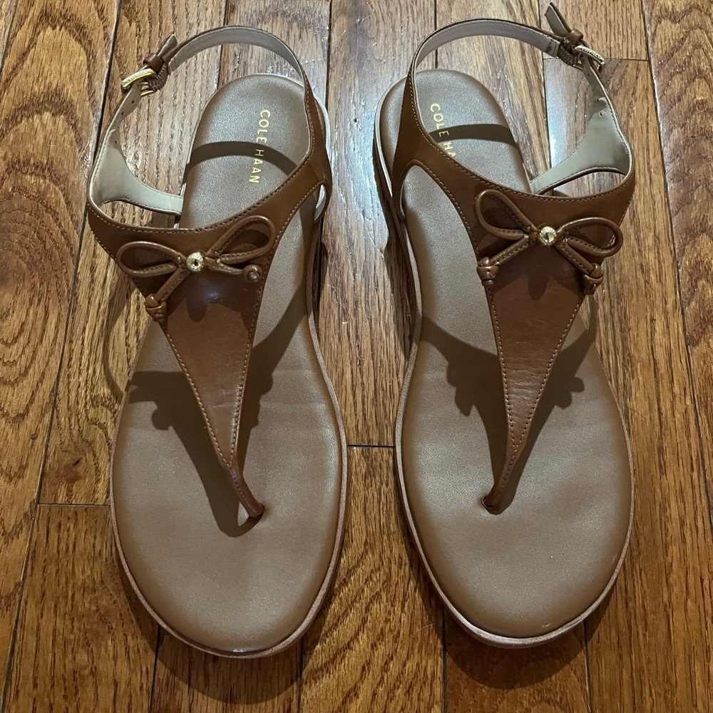 Cole Haan Brown Leather Sandals with Ankle Strap